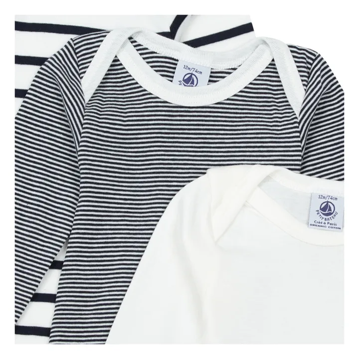 Petit Bateau Lot 3 Bodies Marinière Coton Bio | Bleu