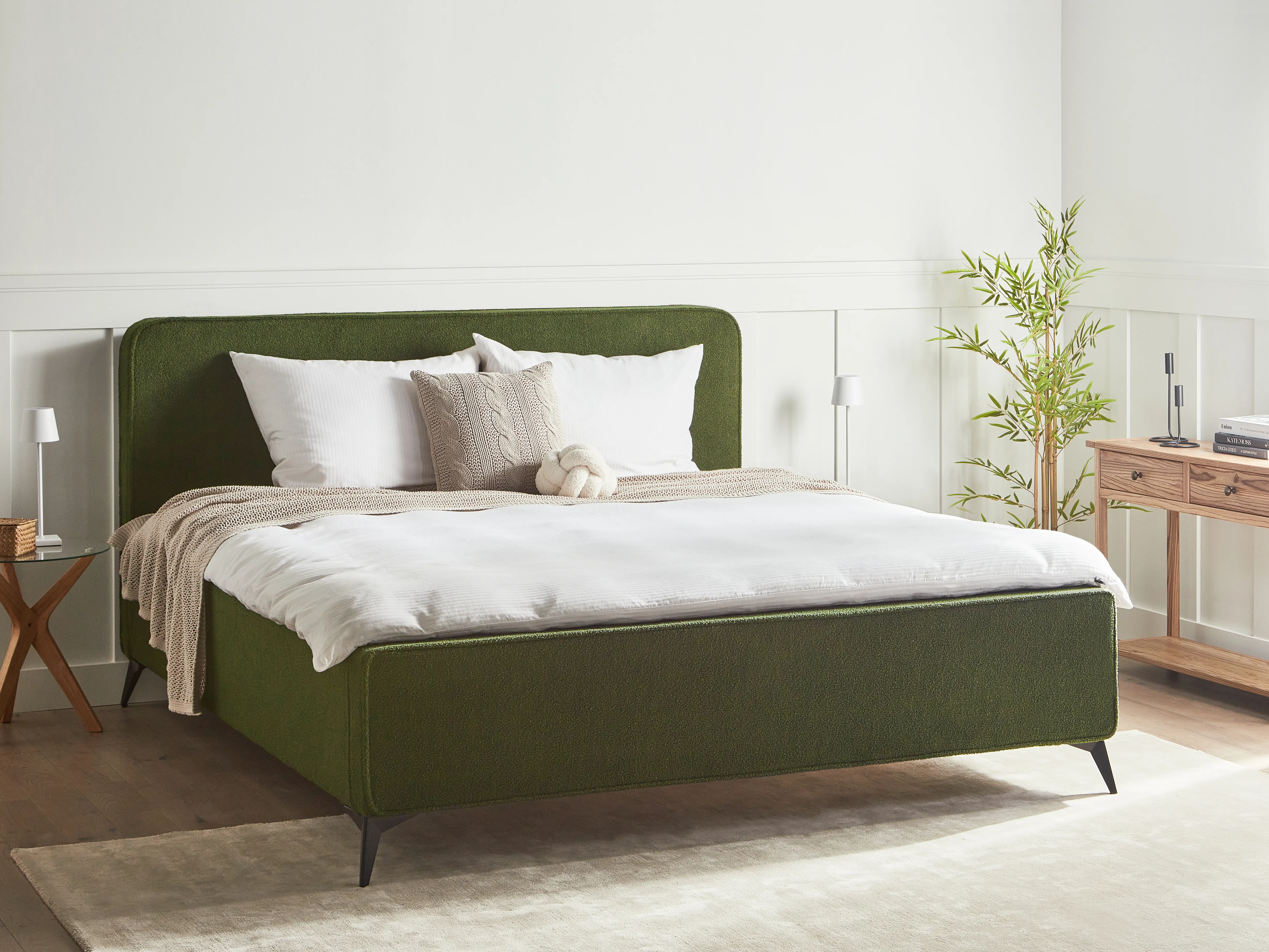 Bed Bouclé VALOGNES 180 x 200 cm Donkergroen