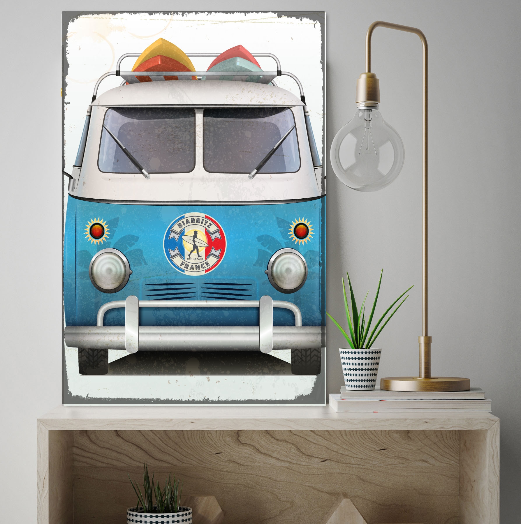 queence Metallbild »Camping Bus« Auto 1 Stk. tlg. Stahlschild, Blechschild, retro, Surf