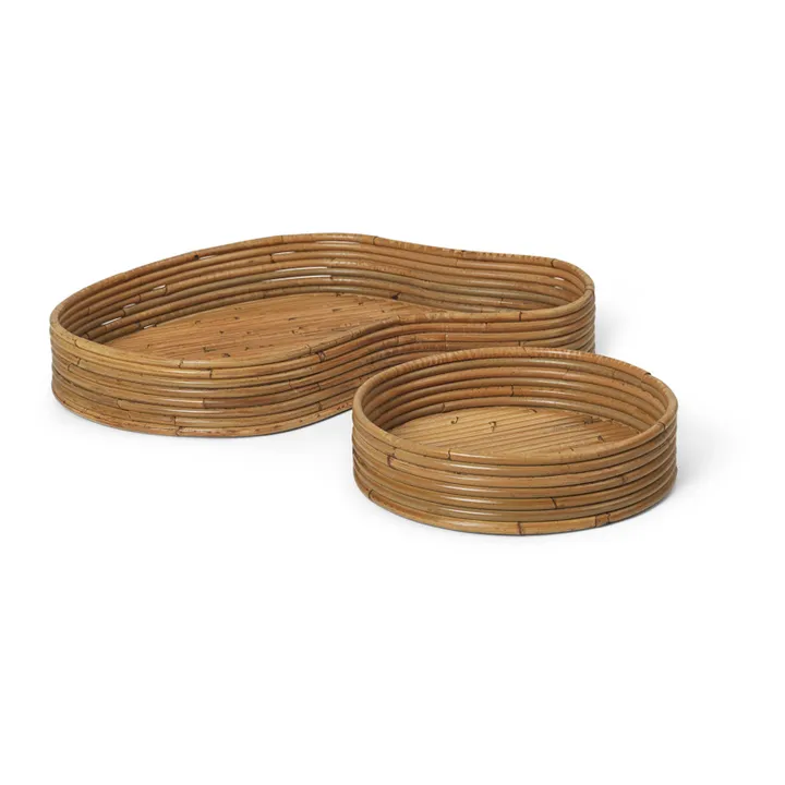 Ferm Living Plateaux Isola en rotin - Set de 2