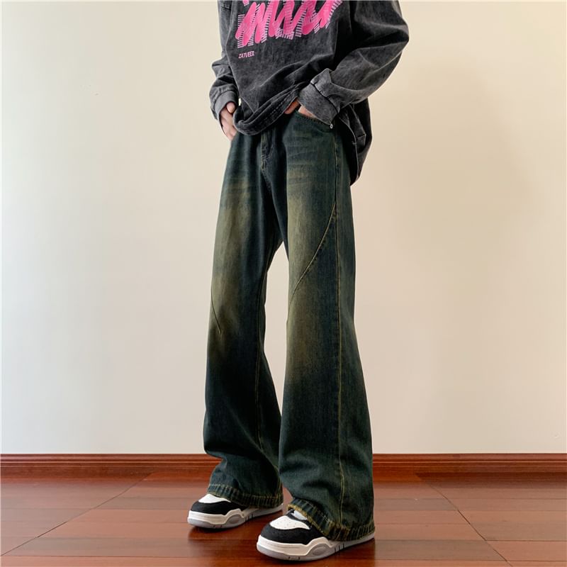 Plummie - Mid Rise Washed Flared Jeans