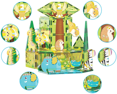 PicassoTiles Byggesett Safari med 8 Dyr 46 Deler