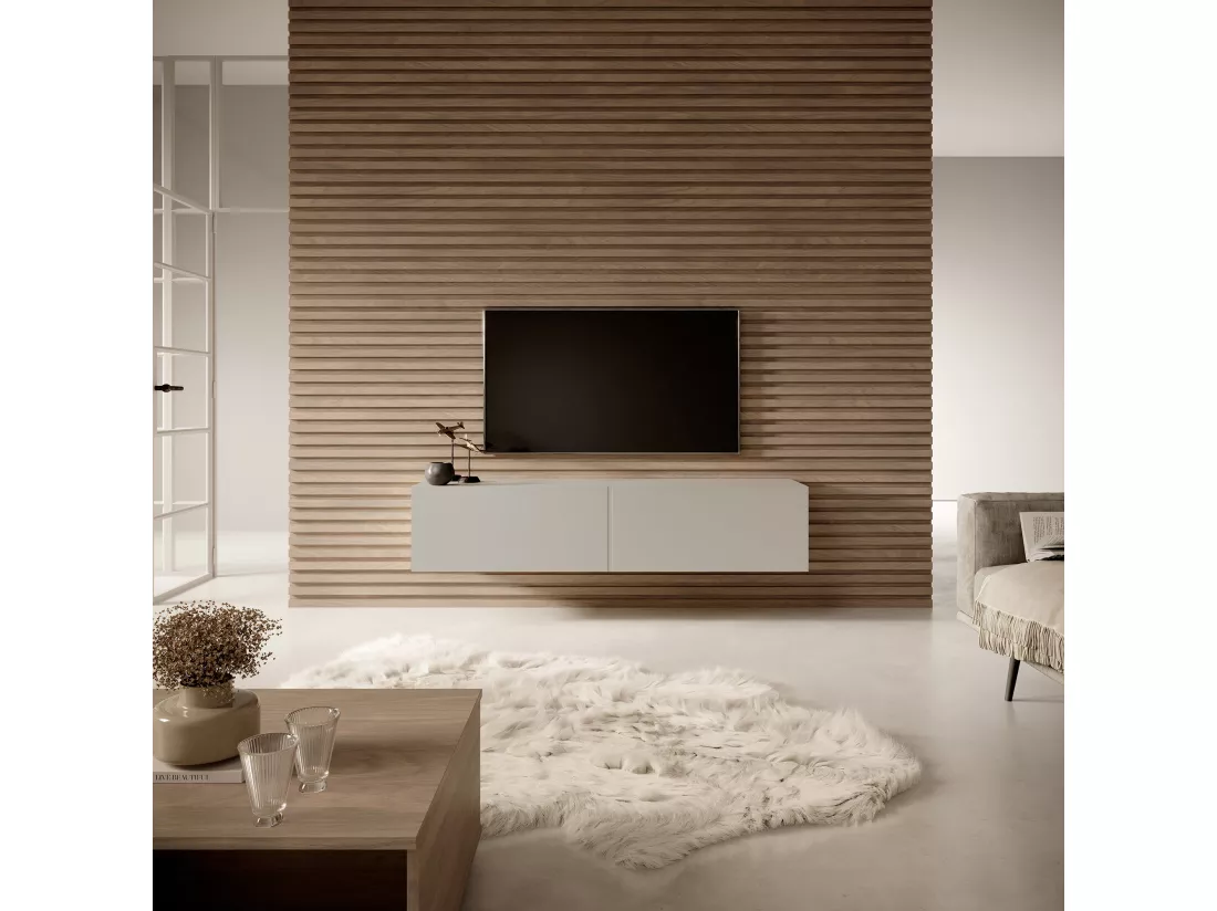 Meuble TV - 140 cm - taupe (gris-beige) - BISIRA