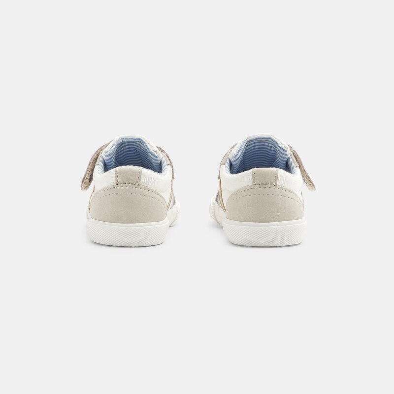 Tennis bi-matières lacets élastique beige bébé garçon Beige