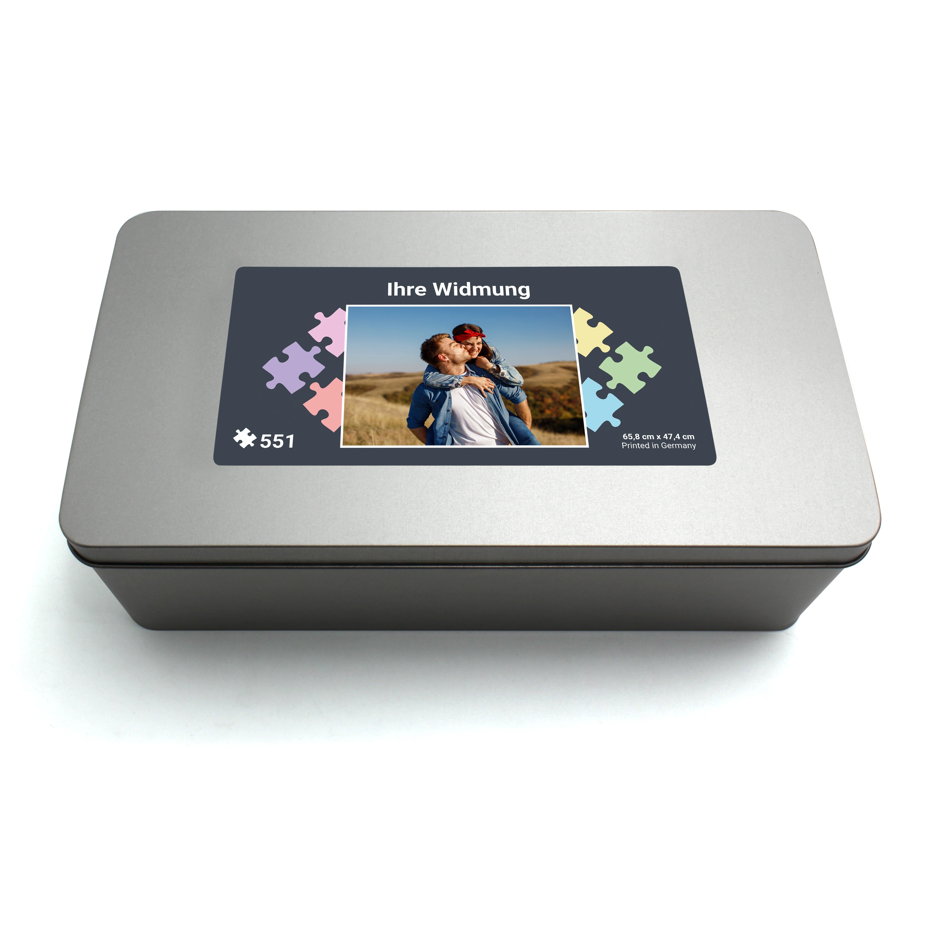 Puzzle mit Foto bedrucken, in Metall-Box (Anzahl-Teile: 551)