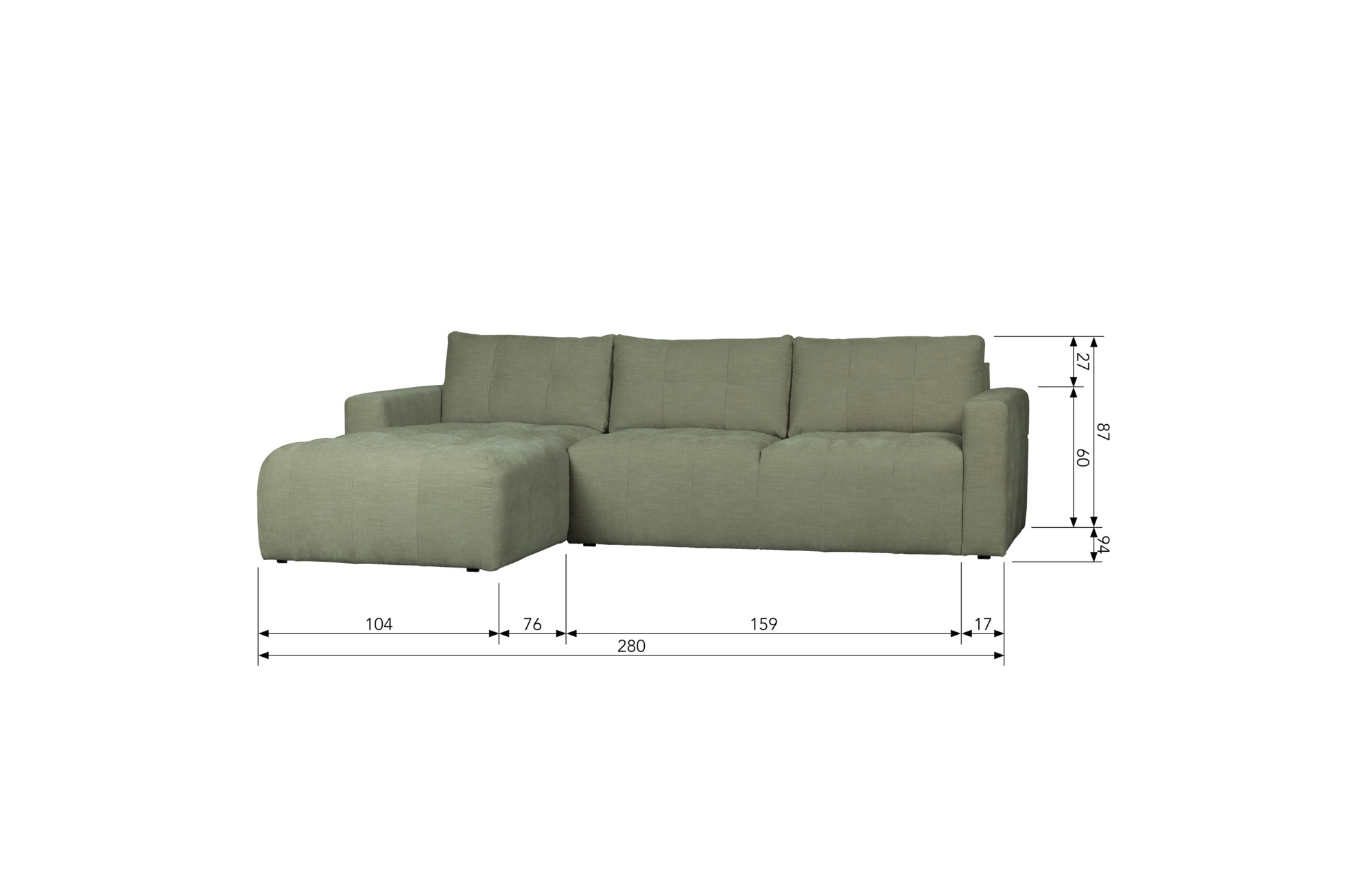 WOOOD Exclusive chaise longue Bar Bar Chaise Longue Links - Groen