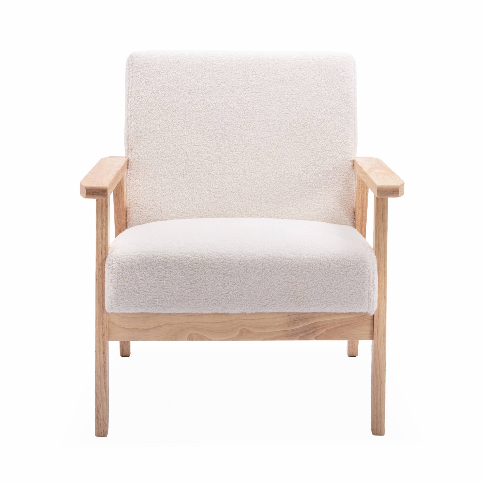 sweeek - Houten fauteuil met bouclé zitting