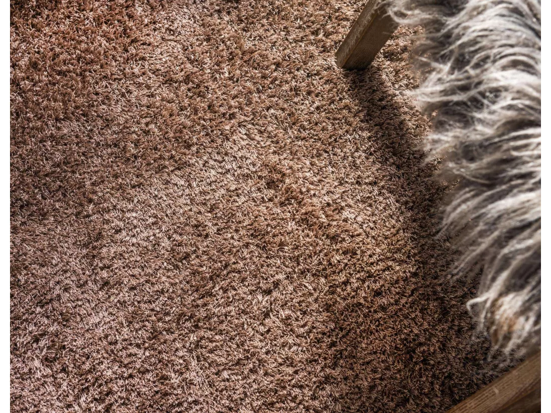 Tapis shaggy 240x240 brun Luzern