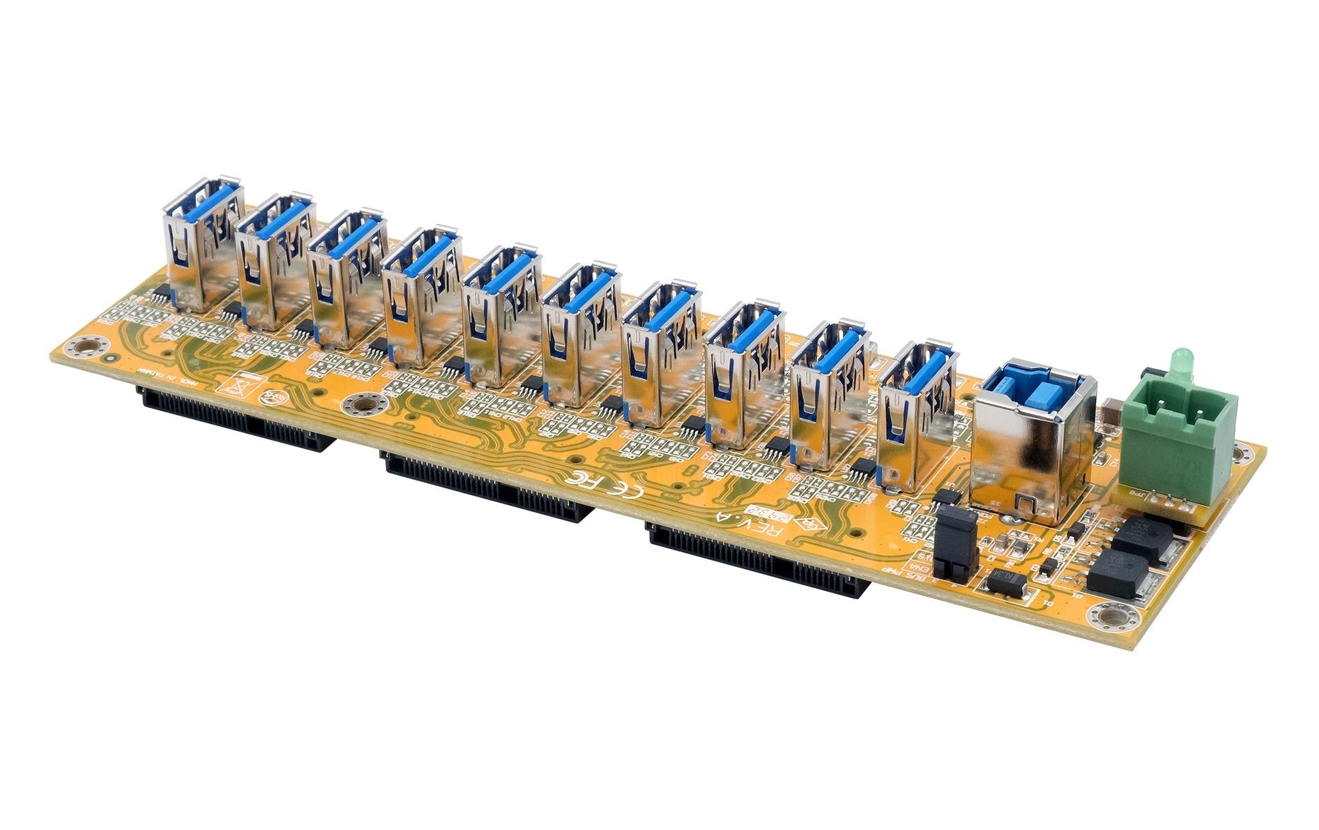 USB-Hub EX-1110HMVS-PL<br>10-Port USB 3.2 Gen 1 HUB-Platine mit 15KV ESD Überspannungsschutz
