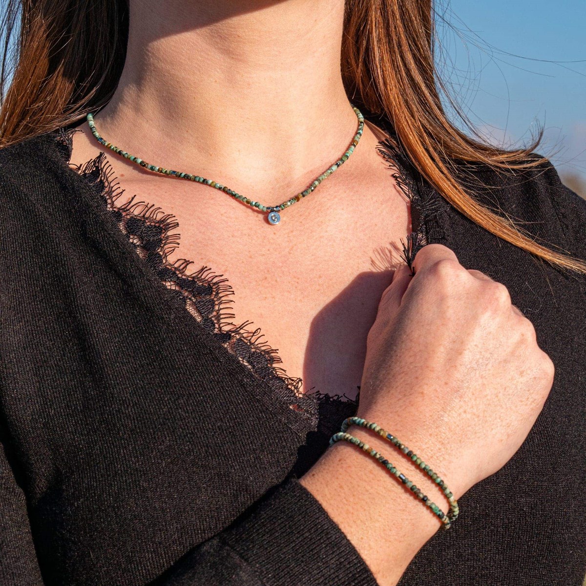 Collier Lumia en pierres Turquoise Africain