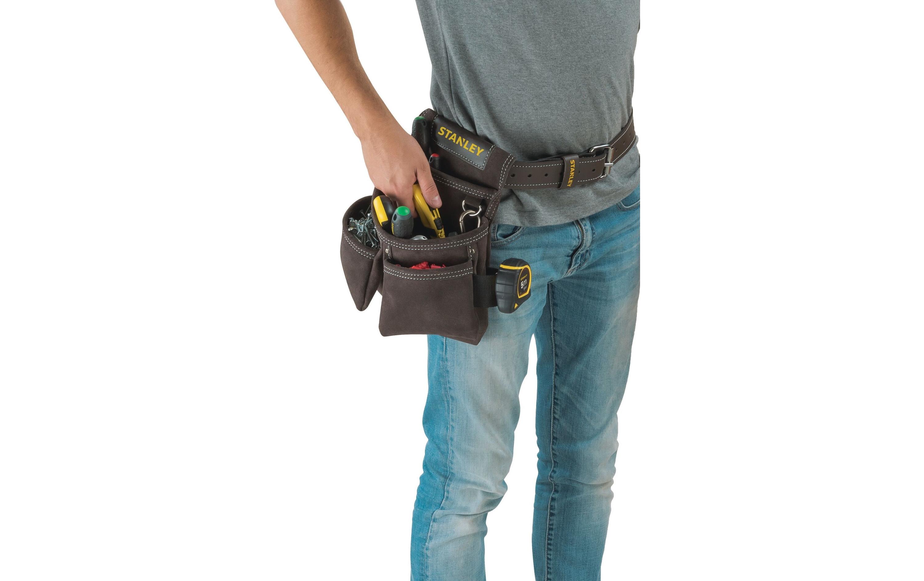 Gürteltasche Leder, doppeltHammer- und Nageltasche aus echtem Leder mit praktischer Anordnung