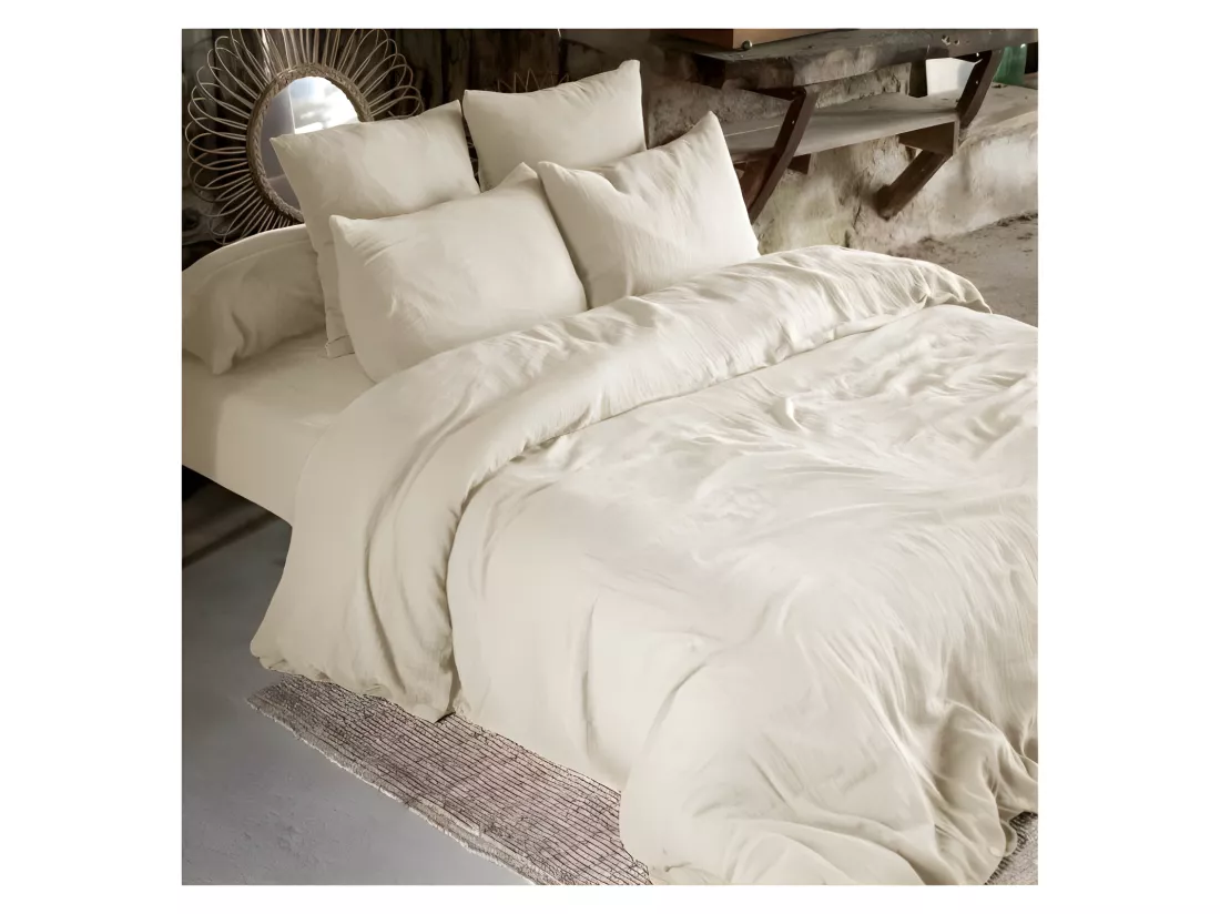 Parure de draps Gaze de Coton - Gaïa Pampa - 5 pièces 1 Drap plat 270 x 300 + 1 Drap housse 180 x 200 + 2 Taies 60 x 60 + 1 Taie de Traversin