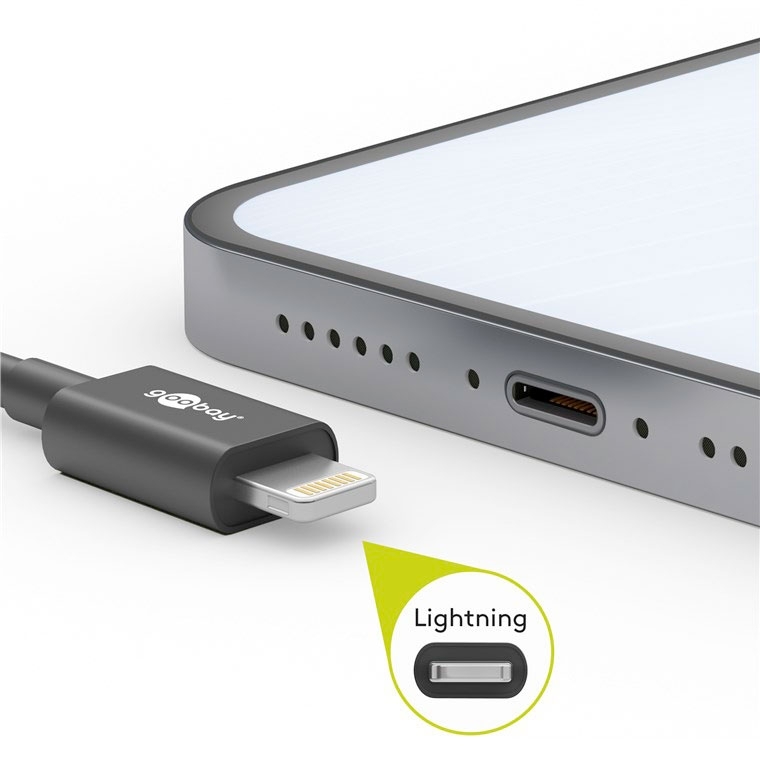 Goobay DAT Lightning USB-C Lade und Synchronisations Vollmetall-Kabel 1,0 m