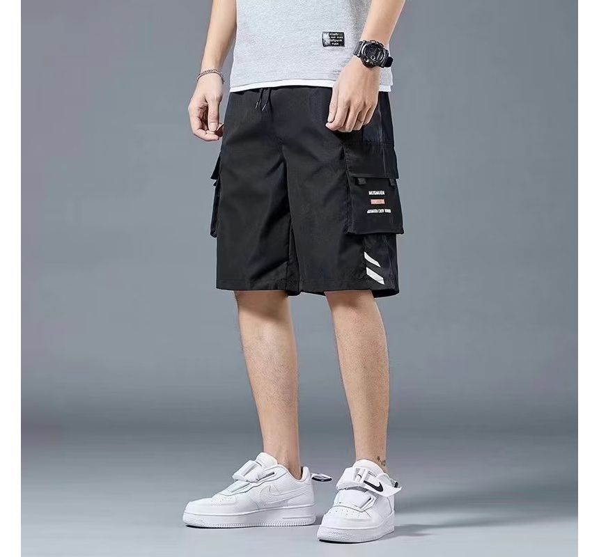 Acrius - Mid Rise Plain Cargo Shorts