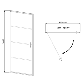 Allibert draaideur Loft Game 90x200cm zwart gestreept