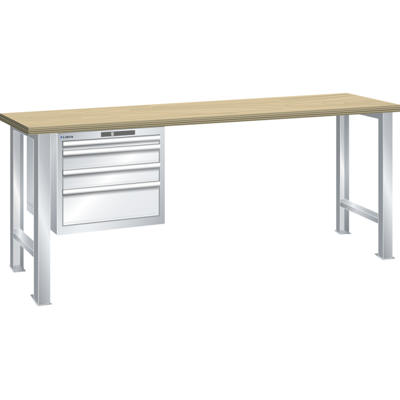 Lista - Établi 4 tiroirs plateau en hêtre P 80 cm
