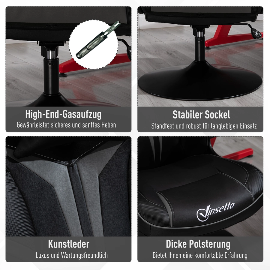 Vinsetto Gaming Stuhl ergonomisch schwarzgrau