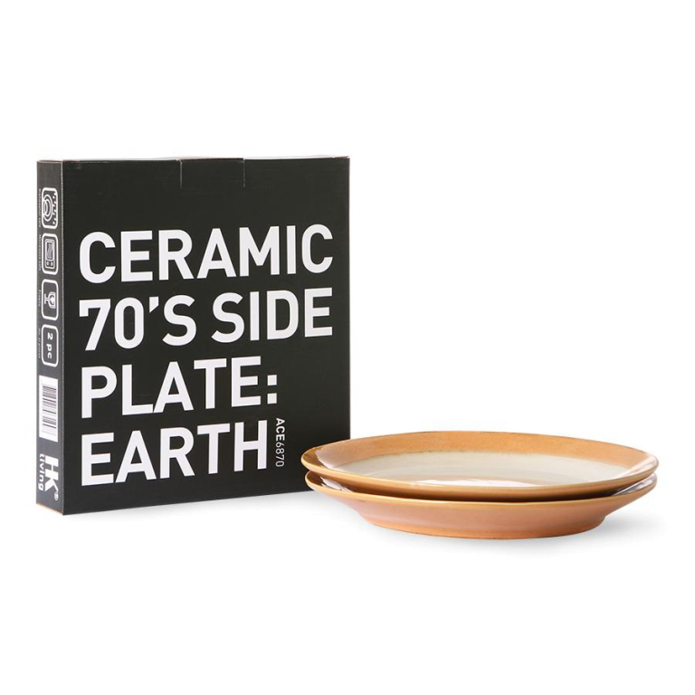 HKliving 70's Ceramic ontbijtbord Ø22 set van 2 mist
