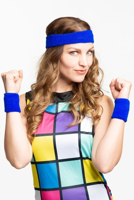 Zweetbandjes Blauw 3st