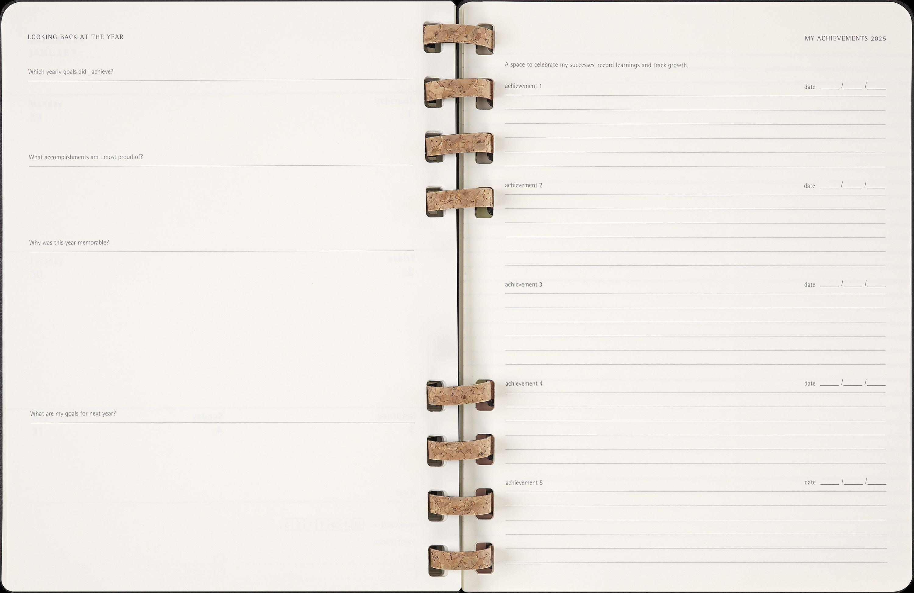Moleskine 12 Monats Life Kalender mit Spiralbindung 2025, XL, Wochen-Monatskalender