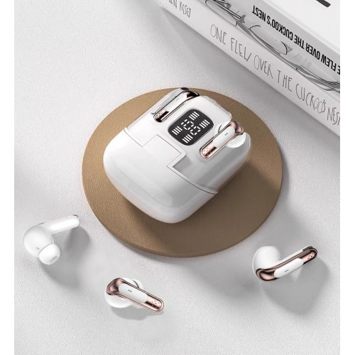 In-Ear Bluetooth 5.4 Wireless Stereo Audio Sport Kopfhörer inkl. Ladecase mit Display-Ladeanzeige (300mAh) - Weiss