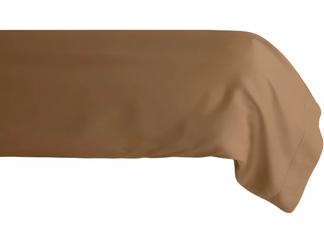 Taie de traversin percale pur coton peigné longues fibres 80 fils/cm² Vent du sud - Cognac - 43 x 195 cm
