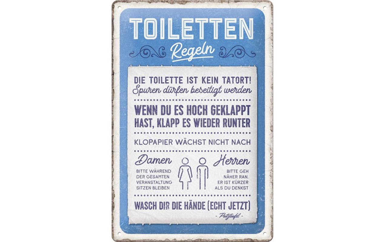 Schild Toiletten-Regeln 20 x 30 cm, MetallBlechschild im Retro Design