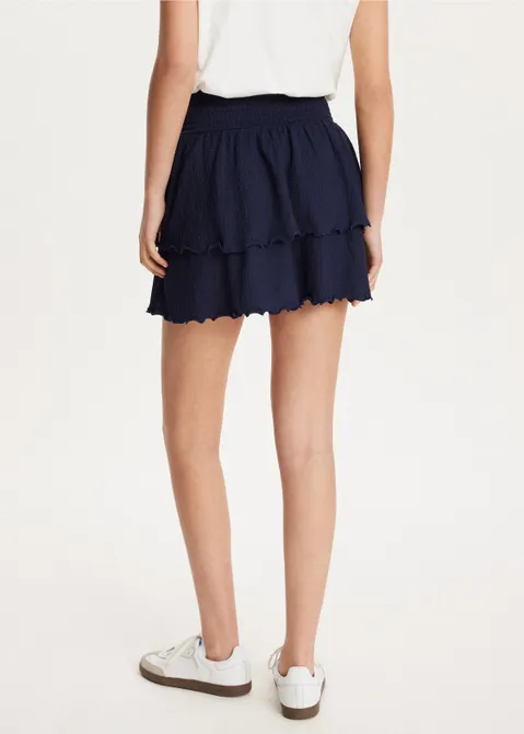 Ruffle rok met structuur blauw (BLW.D)