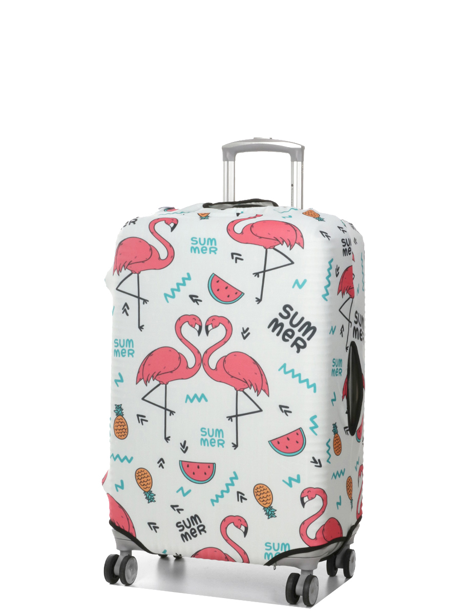 Housse de valise Periea White with Summer Flamingos M