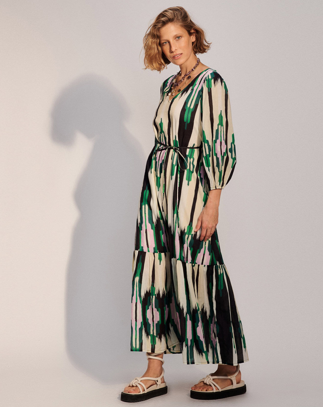 Stella Forest Robe Cintrée Priyanka rose pâle/vert