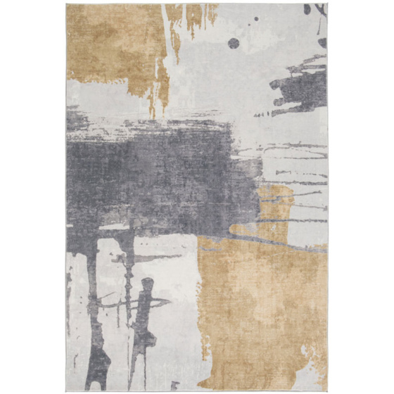 Tapis doux en fausse fourrure - paoli - gris et ocre - 160 x 230 cm