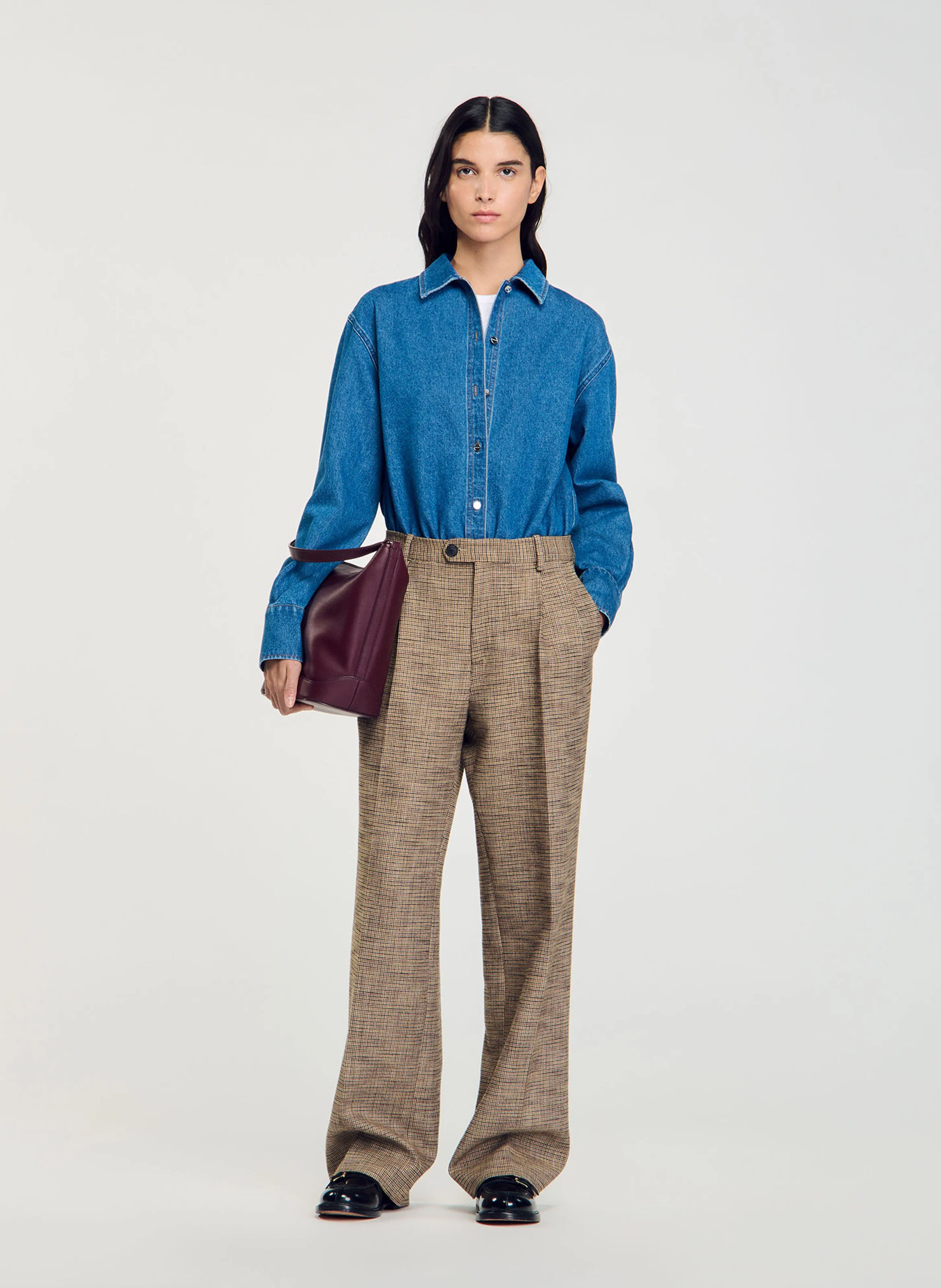 Pantalon large à motif | Marron