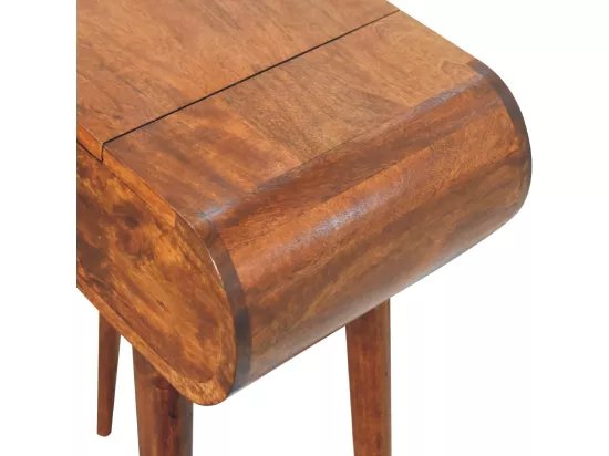 Mini Coiffeuse Pliable Ronde en Châtaignier