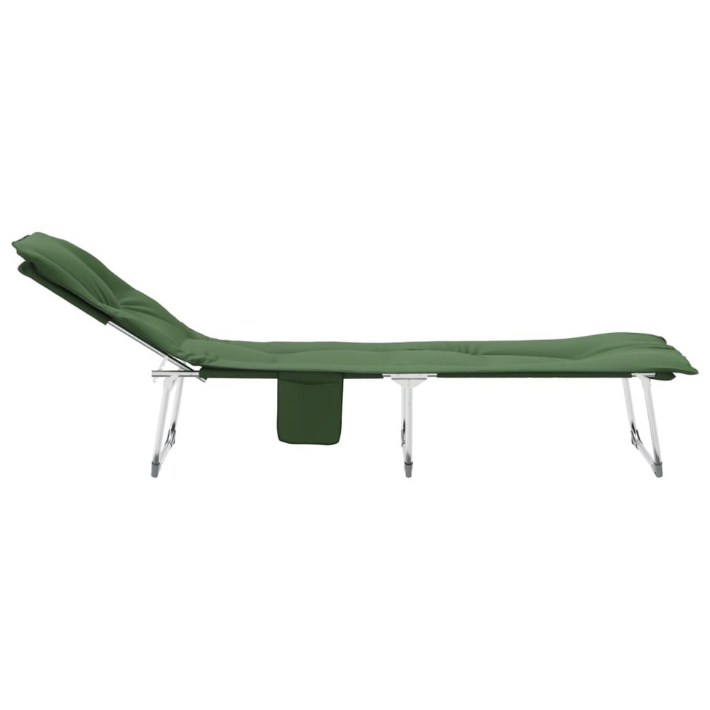 Chaise longue pliable vert foncé tissu
