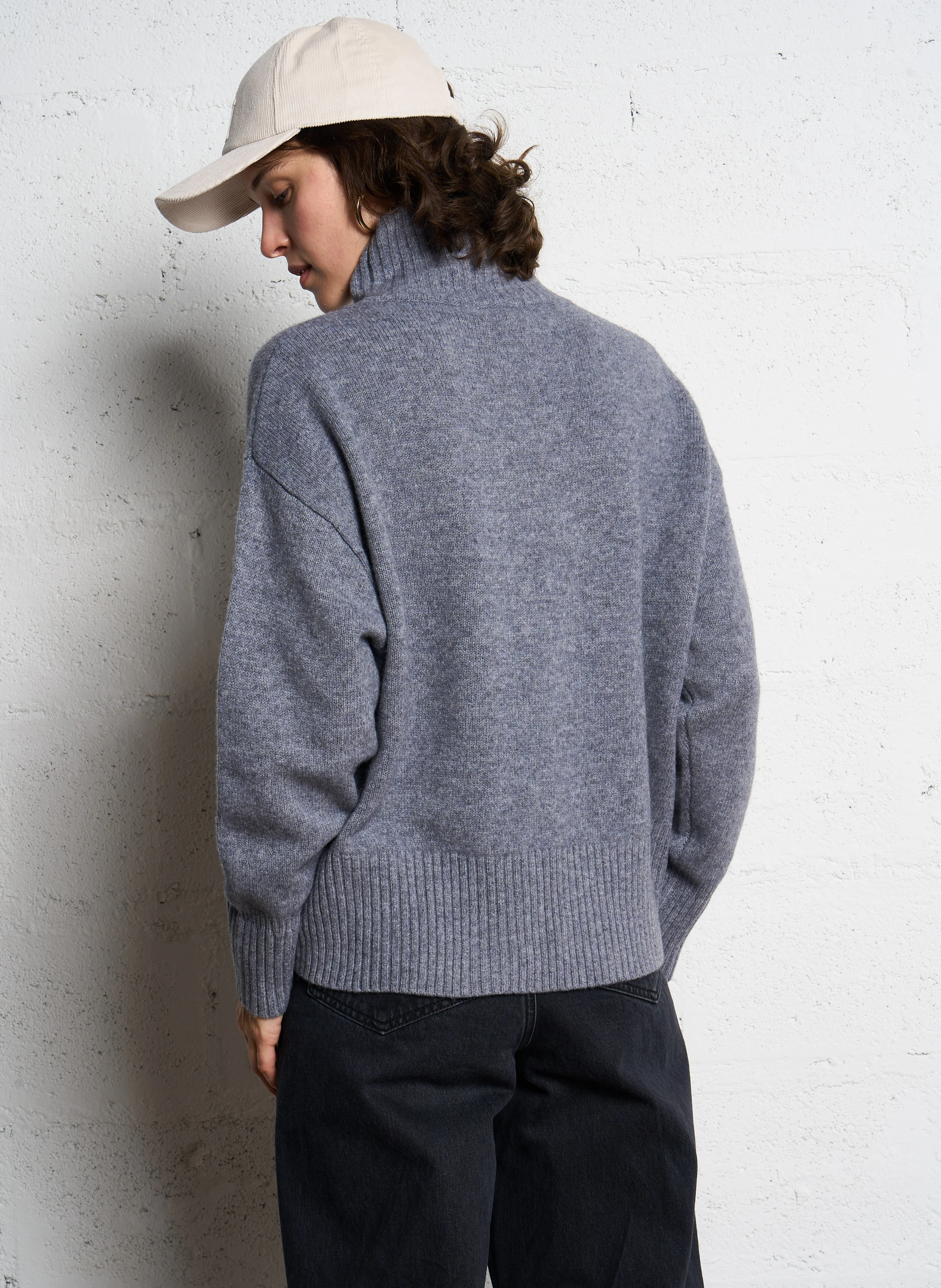 PALACE - Pull ample col roulé en laine | Noir