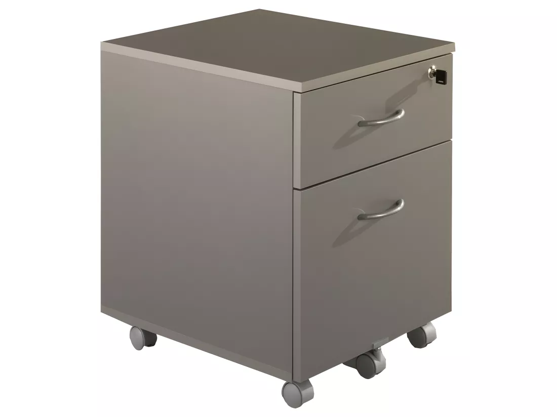 Caisson de Bureau 2 Tiroirs Alu 5 Roulettes L 41 H 56 P 50 cm