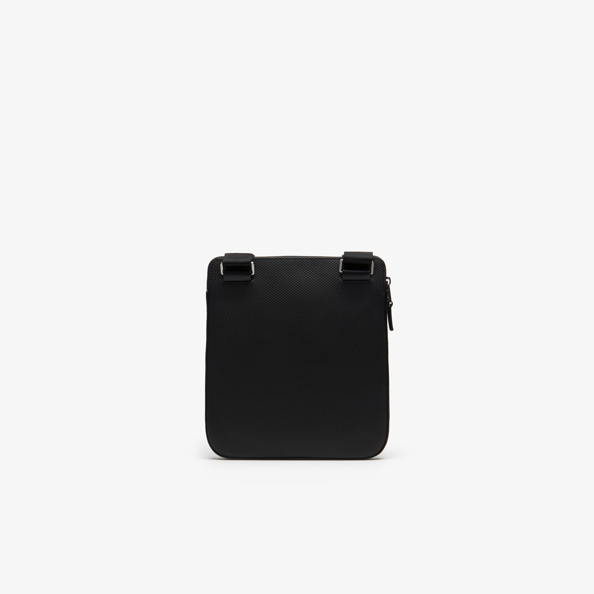 Sacoche plate zippée Chantaco en cuir piqué mat uni Sacoches & Pochettes - Noir - Lacoste - Homme