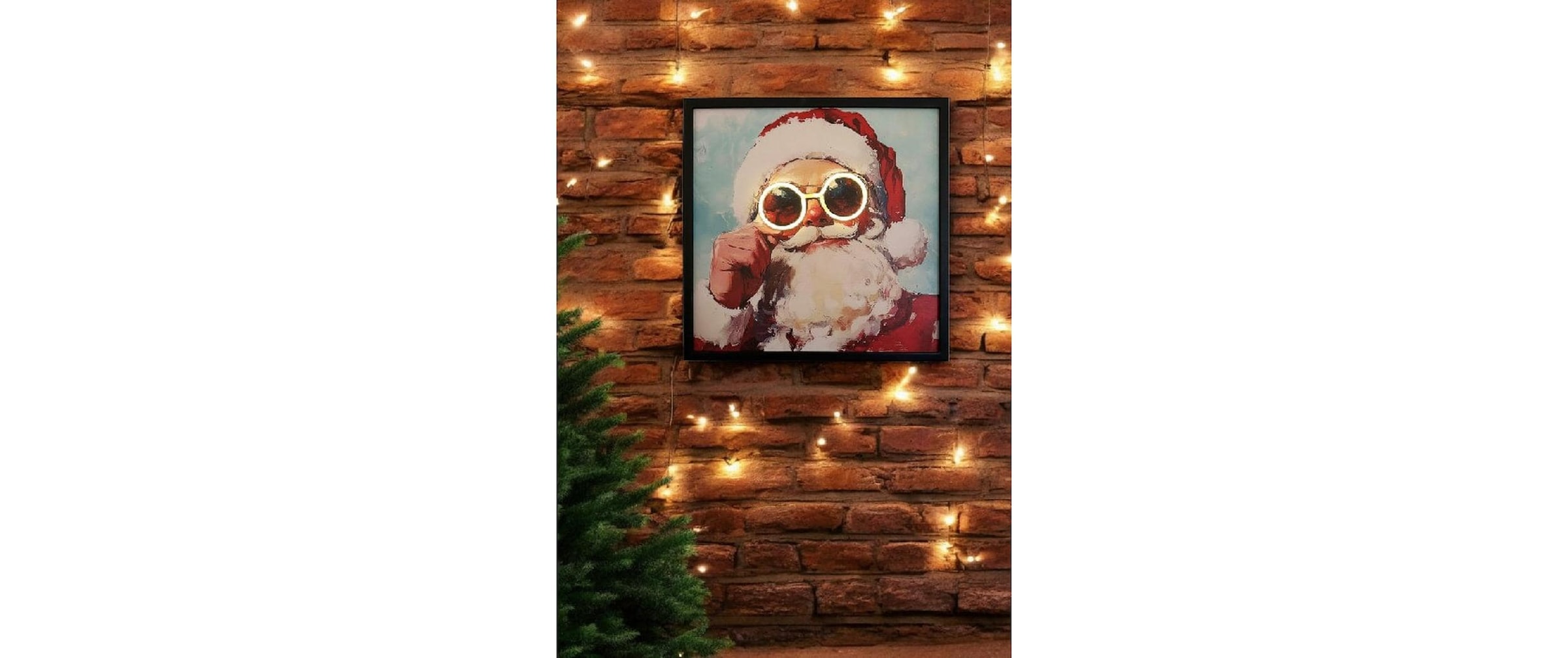 LED-Dekofigur »Bild Santa Neon Brille 46 cm x 46 cm«