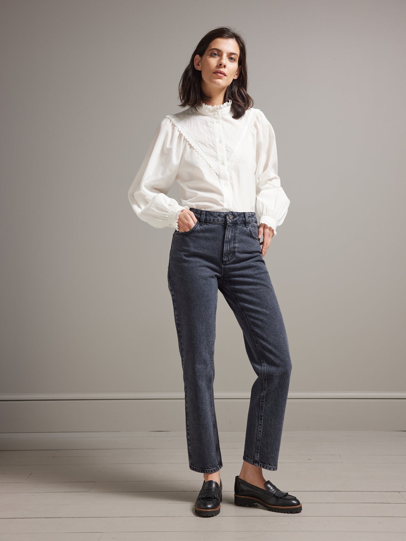 Jean mom femme Andréa - coton biologique, délavage écoresponsable