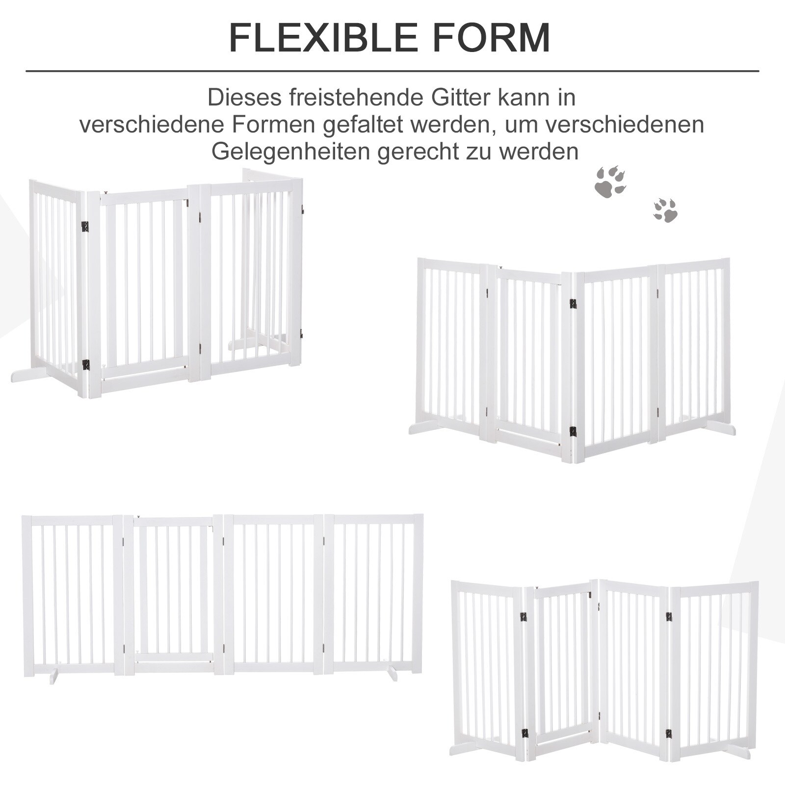 PawHut Türschutzgitter klappbar weiß 220 x 36 x 91 cm(LxBxH)