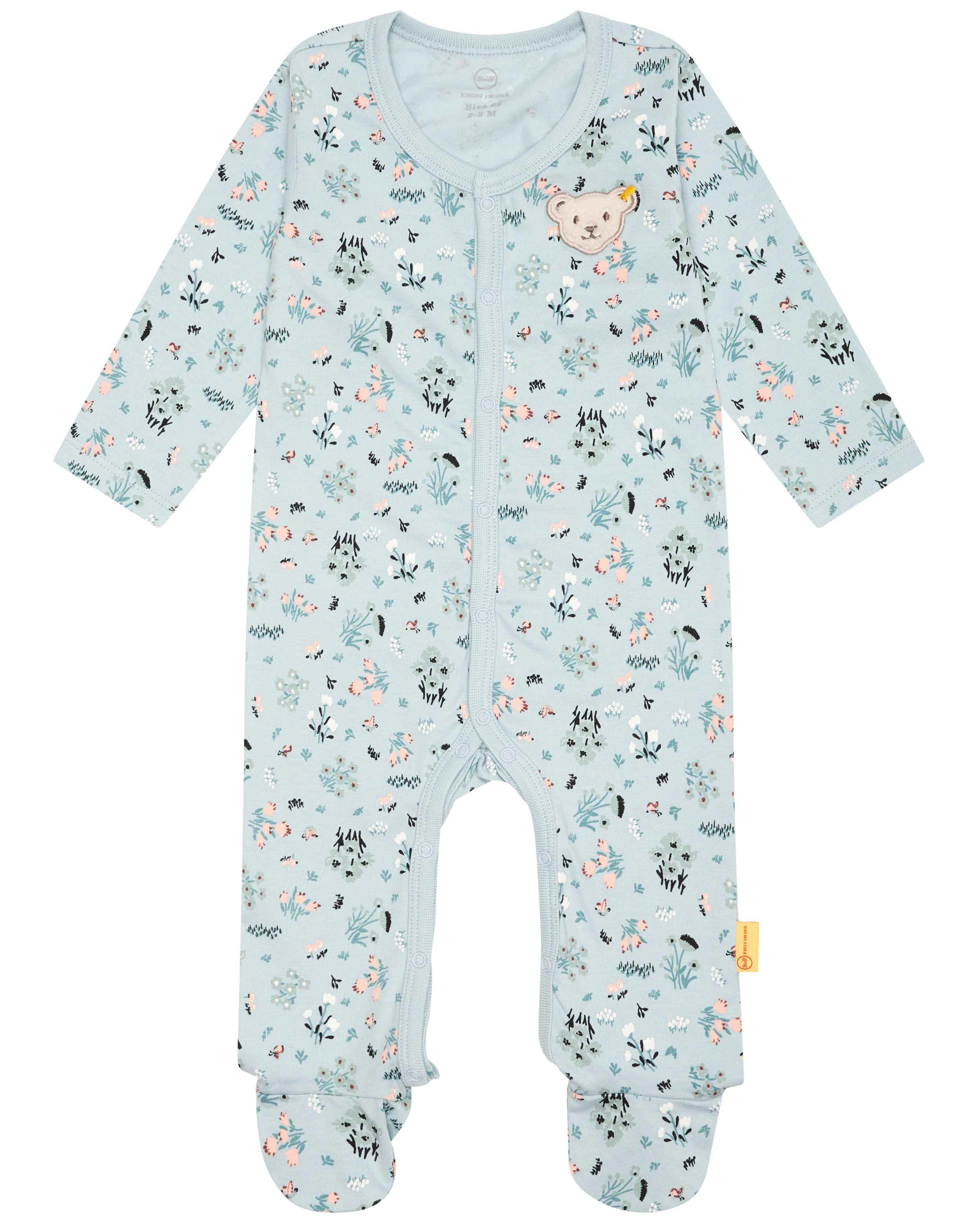 Langarm-Strampler BIRD'S TWITTERING SWEET in sterling blue