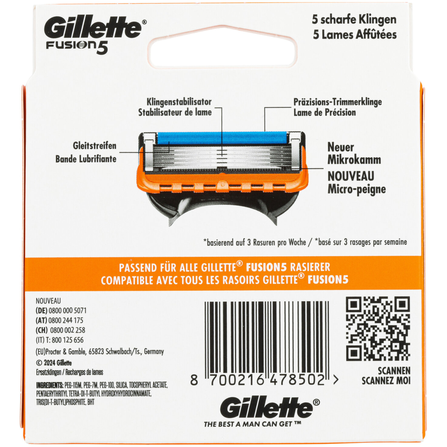 Gillette Klingen Fusion5 8 Stück
