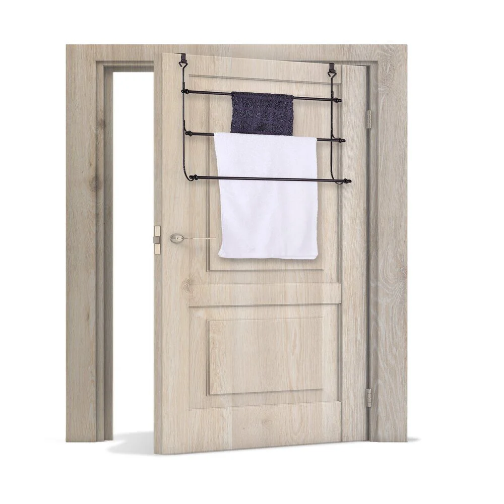 Porte-serviettes à suspendre en fer noir 48,5x12xH54cm