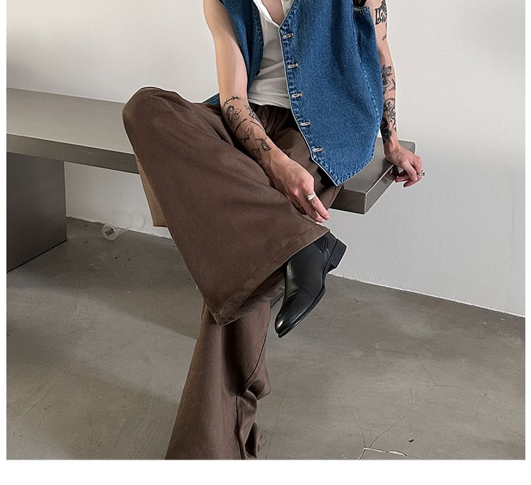 Nahagin - V-hals gewassen denim vest met knopen