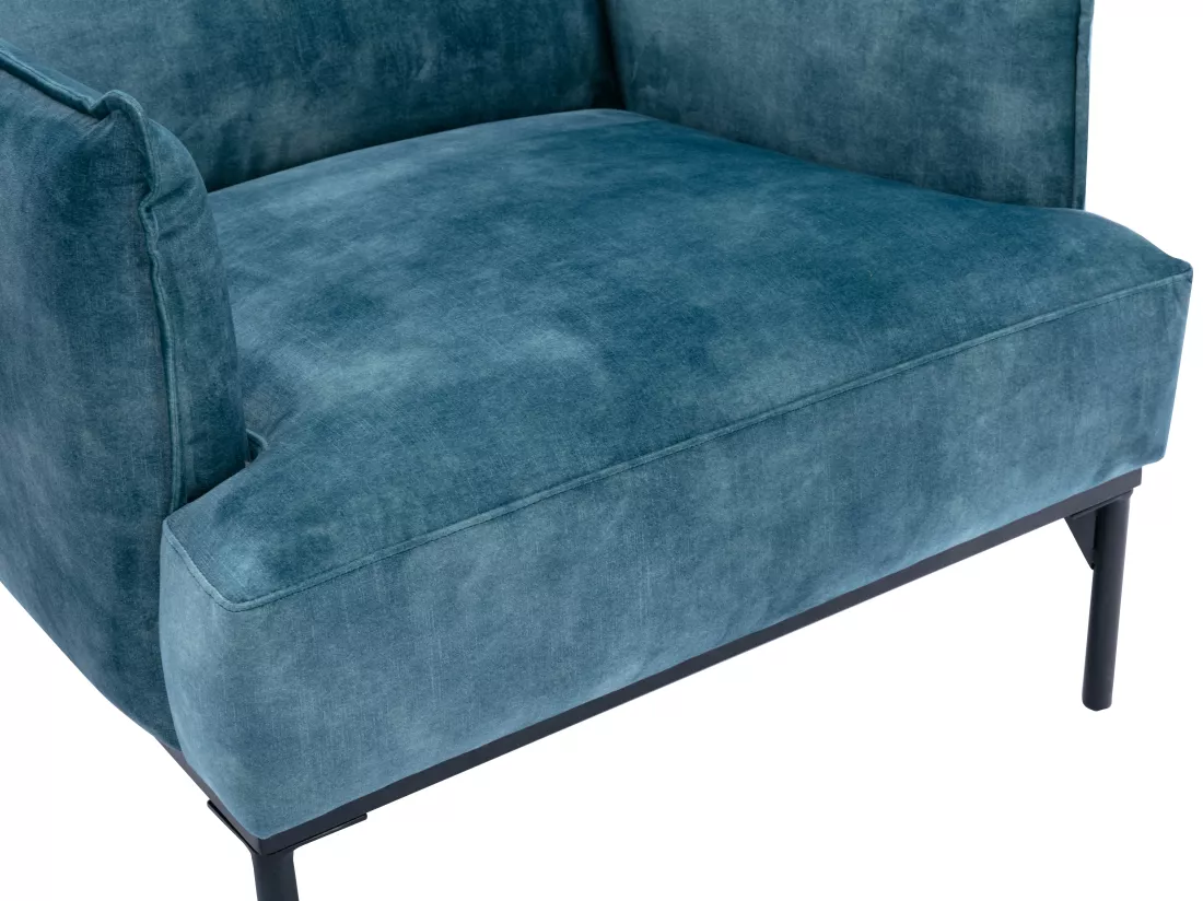 Fauteuil en velours bleu canard JOEL
