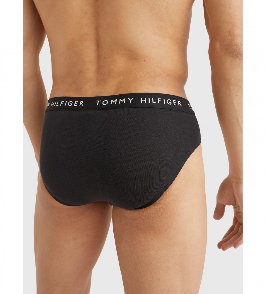 Pacote com 3 Slips Essential da Tommy Hilfiger nas cores preto, cinza e branco.