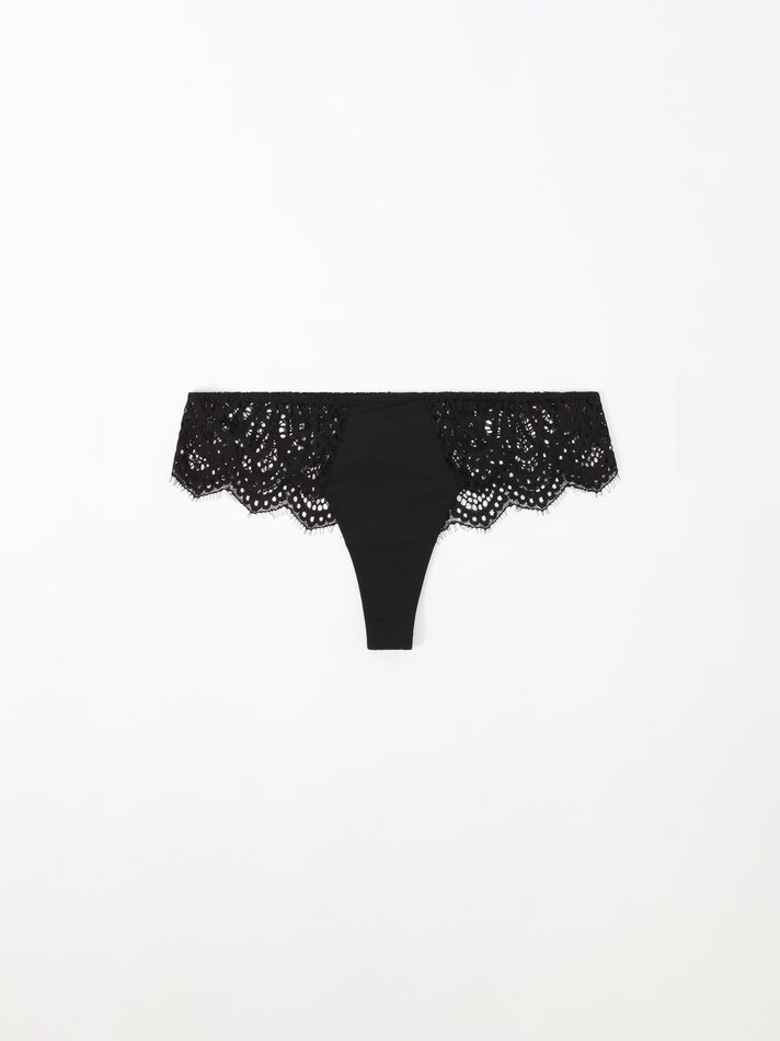Conjunto com 2 tangas combinando - Pretas