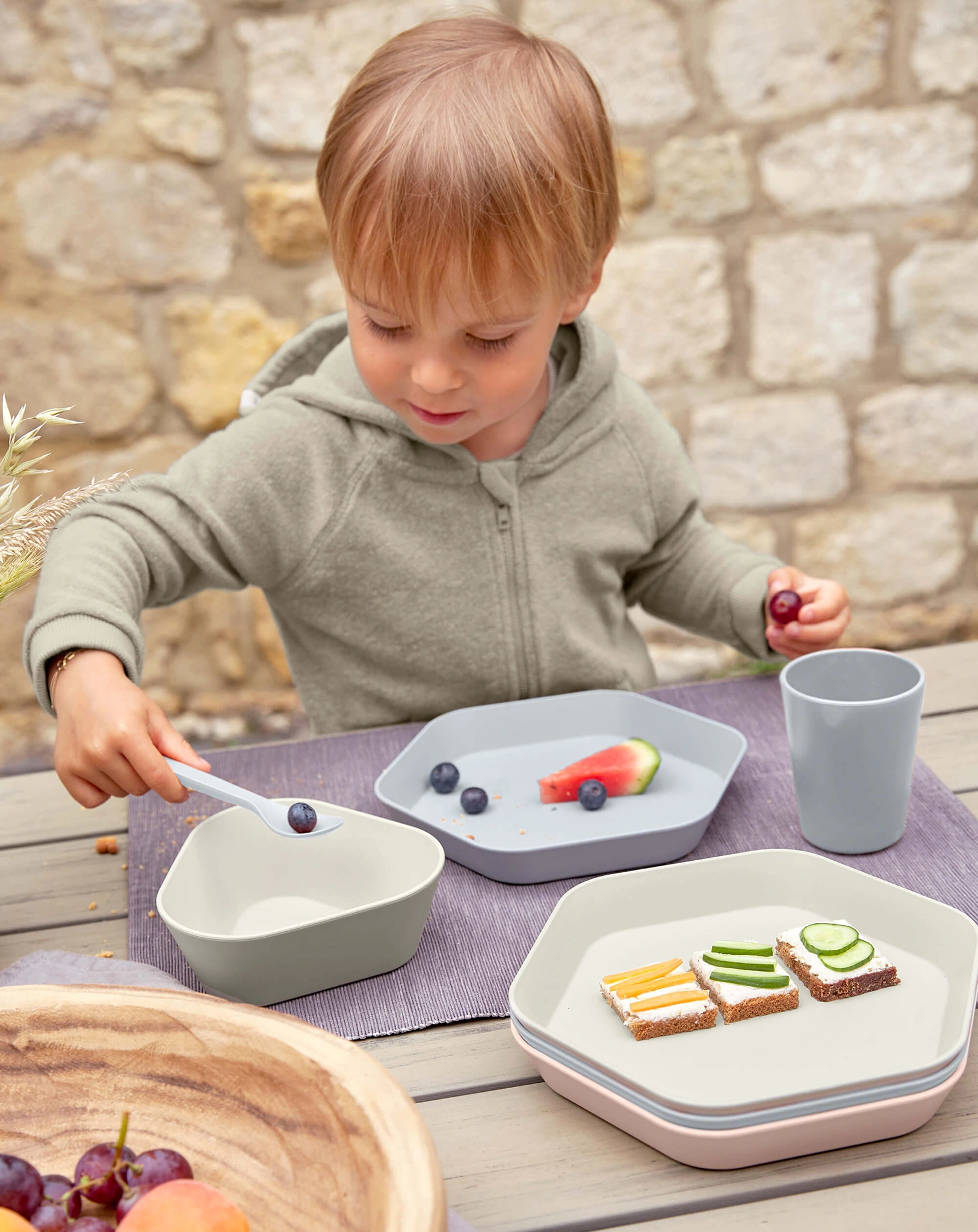 Löffel GEO 4er-Set in grey-blue