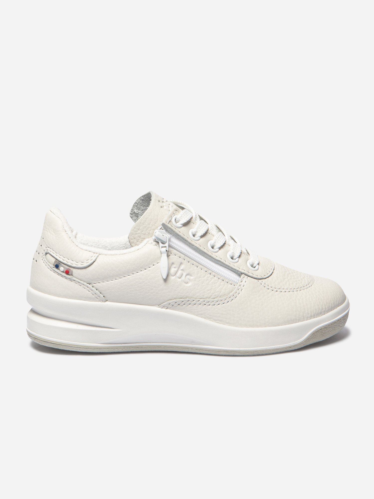 Baskets Cuir Femme Zip Blanc