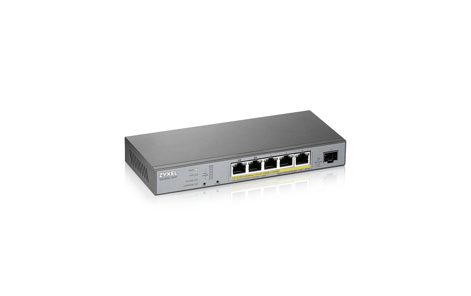PoE+ Switch GS1350-6HP 5 Port<br>Smart-Managed Switch Speziell für die Überwachung